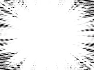 Leinwandbilder - Halftone gradient sun rays pattern. Abstract halftone vector dots background. monochrome dots pattern. Vector background in comic book style with sunburst rays and halftone. Retro pop art design.