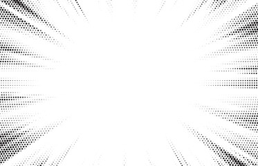 Fototapete - Halftone gradient sun rays pattern. Abstract halftone vector dots background. monochrome dots pattern. Vector background in comic book style with sunburst rays and halftone. Retro pop art design.