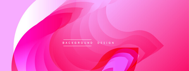 Poster - Abstract pink waves create dynamic background. Smooth gradients, flowing shapes suggest movement, modern design elements.