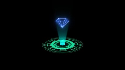 glowing Gold diamond icon Abstract colorful hologram circle. Shine ring. Space tunnel Empty hole. Glow portal. Bright disc. glow effect with 3d rendering include alpha path. on black background