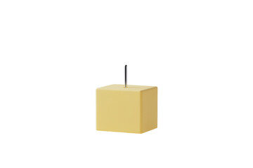 Aufkleber - A pale-yellow cubic candle with a thin, central wick