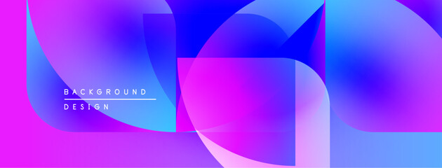 Poster - Abstract vibrant shapes overlap, creating gradient color flow. Pink, purple, blue hues dominate design. Modern aesthetic.