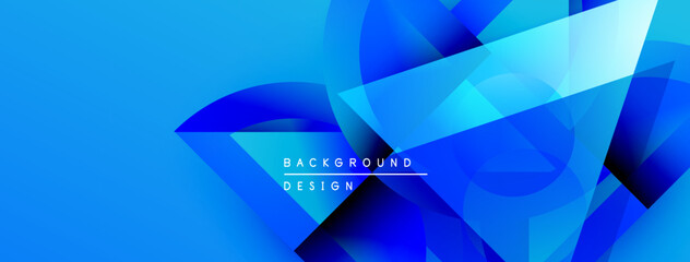 Aufkleber - Abstract blue design features geometric shapes, gradients. Modern background suitable for digital projects, presentations. Vivid colors create dynamic visual effect.