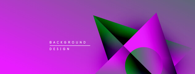 Poster - Abstract geometric shapes overlap, creating vibrant purple, green gradients. Modern design elements suggest dynamic composition.