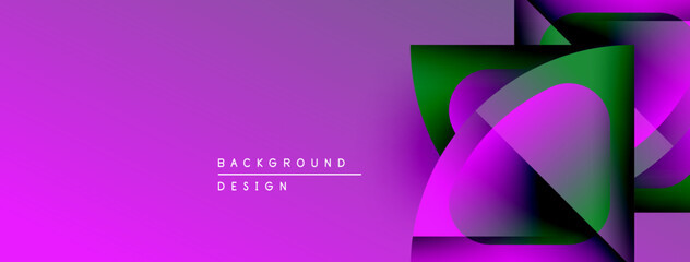 Aufkleber - Abstract vibrant design. Purple, green hues blend. Geometric shapes overlap creating modern aesthetic. Minimal text present.