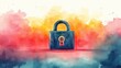 © Newstep - A black padlock stands against a vibrant watercolor background, symbolizing security and protection.