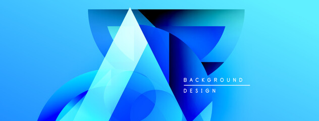 Aufkleber - Abstract blue gradient shapes create dynamic composition. Modern design elements suggest technology, innovation, future concepts. Clean aesthetic.