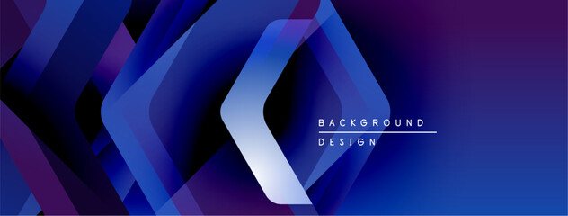 Aufkleber - Abstract geometric shapes create dynamic blue purple gradient. Modern design suitable for backgrounds, banners, presentations.