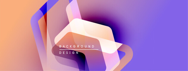 Poster - Abstract geometric shapes blend vibrant orange, purple hues. Modern design elements create dynamic visual experience. Background text reads background design.
