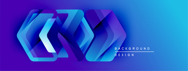 Leinwandbilder - Abstract geometric shapes overlap, creating vibrant blue gradient background. Modern design elements suggest technology, innovation.