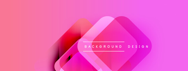 Poster - Abstract pink background features overlapping squares. Text reads background design. Modern, vibrant, geometric composition.