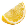 © Designer - Close up of a single lemon wedge with visible pulp and yellow rind edge on transparent background