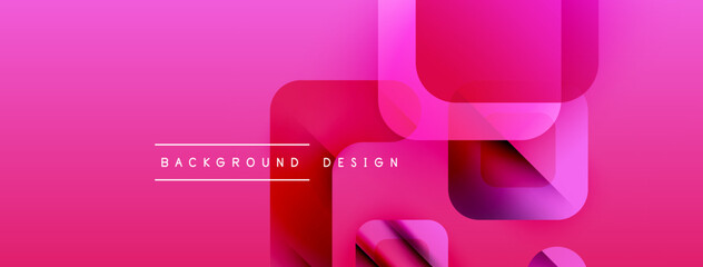 Fototapete - Abstract pink background. Overlapping squares create dynamic visual effect. Text reads background design. Modern, vibrant composition.