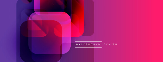 Fototapete - Abstract geometric shapes, vibrant gradients. Purple, pink, red hues create modern design. Minimalist aesthetic, clean lines present.