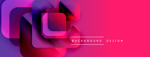 Aufkleber - Abstract geometric shapes overlap, creating vibrant pinks, purples. Modern design element for backgrounds, presentations. Smooth gradients present depth.