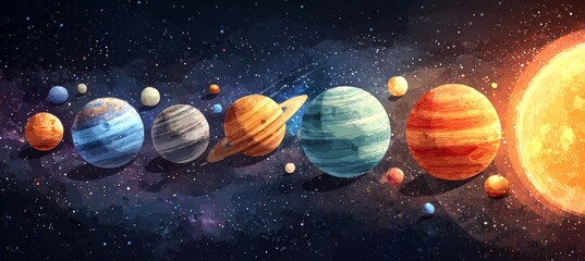 Wall Mural - planetary solar system. science galaxy astronomy education. generative ai technology.