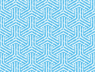 Leinwandbilder - Abstract geometric pattern with stripes, lines. Seamless vector background. White and blue ornament. Simple lattice graphic design