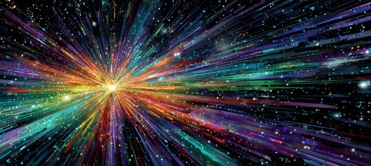 Wall Mural - space big bang star burst energy spark. generative ai technology.