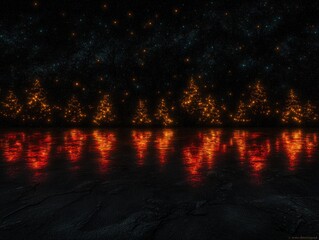 Wall Mural - Abstract glowing trees reflecting