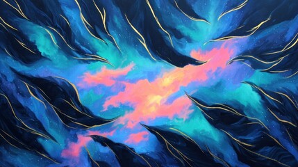 Wall Mural - Abstract landscape of vibrant colors