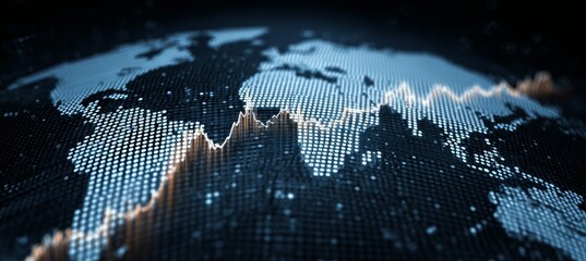 Poster - Virtual world map and economy chart. Business digital global trade and market. Generative AI technology.	
