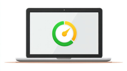 Wall Mural - laptop screen displaying progress bar symbol with speedometer like design, indicating performance or