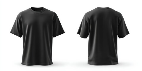 Aufkleber - Blank black t shirt mockup, front and back view, isolated on white background, perfect for design presentation