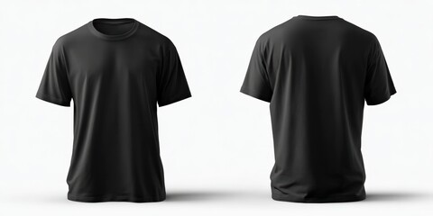 Aufkleber - Featuring front and back views of a black t shirt template, ideal for displaying unique designs and prints in a stylish manner