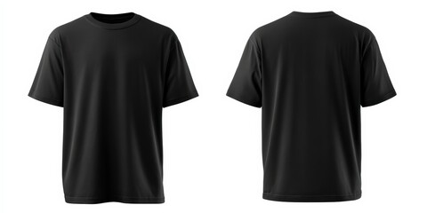 Aufkleber - Front and back view of a black blank t shirt template, perfect for showcasing designs or logos