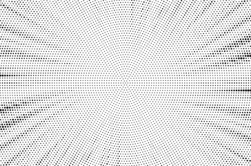 Fototapete - Halftone gradient sun rays pattern. Abstract halftone vector dots background. monochrome dots pattern. Vector background in comic book style with sunburst rays and halftone. Retro pop art design.