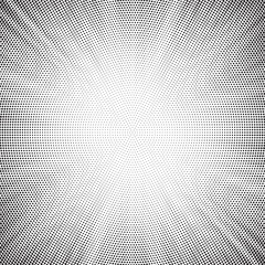 Aufkleber - Halftone gradient sun rays pattern. abstract halftone vector dots background. monochrome dots pattern. pop art, comic small dots. star rays halftone poster. shine, explosion. sunrise rays background.