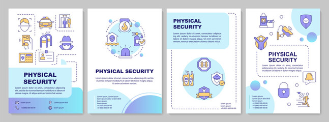 Wall Mural - physical security blue circle brochure layout. deny unauthorized access to facilities. leaflet adver
