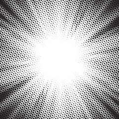 Leinwandbilder - Halftone texture dot radial background, cartoon comic retro pop art dot border, halftone shadow