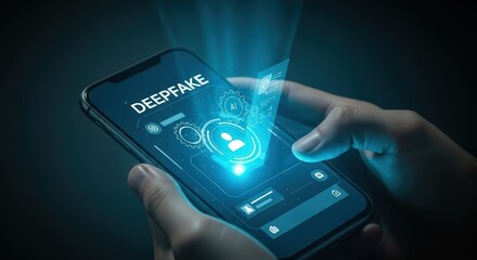 Smartphone Displaying Deepfake Detection Technology AI Cybersecurity Digital Security Artificial