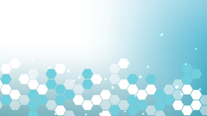 Wall Mural - modern health care abstract background with lines, dots and hexagons. medical innovation banner temp
