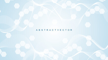 Wall Mural - health care abstract background with hexagons, lines and dots. medical innovation banner template co