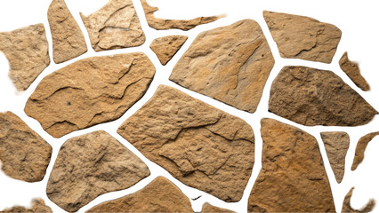 Wall Mural - flat pieces of sandstone, varying in shape and size, creating a decorative pattern, isolated on a tr