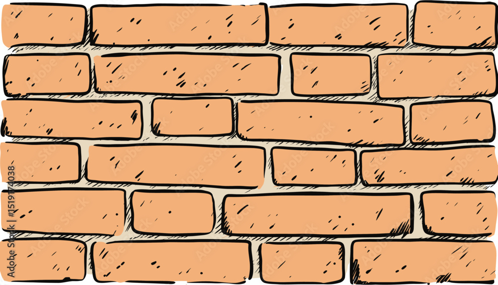 Classic Cartoon Orange Brick Wall Texture Seamless Pattern Stock Vector ...