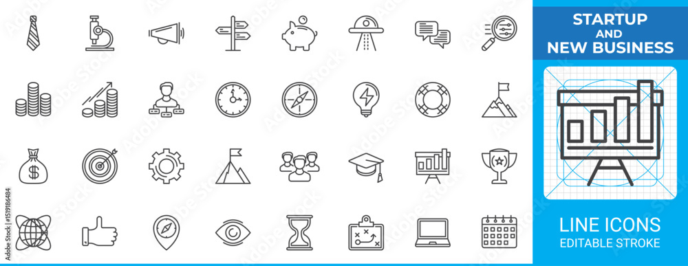 Startup new business line icon pack Stock Vector | Adobe Stock