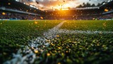 Sunset soccer field, confetti