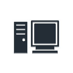 Wall Mural - Black Computer monitor icon isolated on white background. PC component sign. Vector