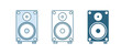 © Vadim - Blue Stereo speaker icon isolated on white background. Sound system speakers. Music icon. Musical column speaker bass equipment. Vector