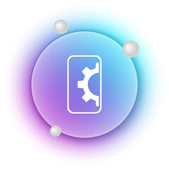 Wall Mural - White Software, web development, programming concept icon isolated on white background. Programming language and program code on screen mobile. Blue and purple gradient circle background. Vector