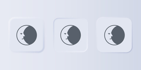 Wall Mural - grey moon icon isolated on grey background. set icons in square buttons. vector