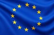 © Pixels Hunter - European Union flag with yellow stars in a circle on a blue silk fabric background symbolizing unity and solidarity across nations.