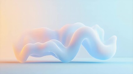 Fototapete - ソフトオレンジとブルーの抽象的な波の形状がぼやけた背景に浮かぶ未来的な3Dレンダリングデザイン