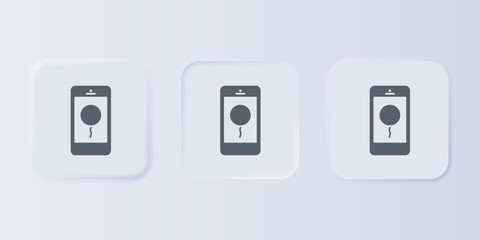 Wall Mural - Grey Mobile phone with birthday message icon isolated on grey background. Set icons in square buttons. Vector