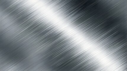 Aufkleber - Shiny brushed stainless steel plate with soft diagonal reflection lines and a gradient gray tone creating a modern clean and highly textured metal surface