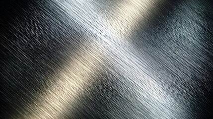 Fototapete - High contrast metallic background with a brushed steel texture featuring diagonal lines and deep light to dark reflections for an industrial modern and sophisticated appearance