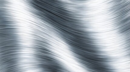 Poster - Shimmering chrome aluminum sheet with a mesmerizing wave like reflection pattern and a smooth glossy light gradient across the minimalist surface